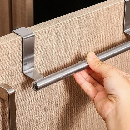 1pc Stainless Steel Towel Rack Bathroom Towel Holder Stand Kitchen Cabinet Door Hanging Organizer Shelf Wall Mounted Towel Bar-usashopcenter.com