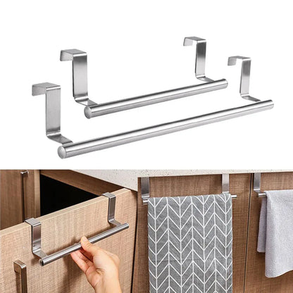 1pc Stainless Steel Towel Rack Bathroom Towel Holder Stand Kitchen Cabinet Door Hanging Organizer Shelf Wall Mounted Towel Bar-usashopcenter.com