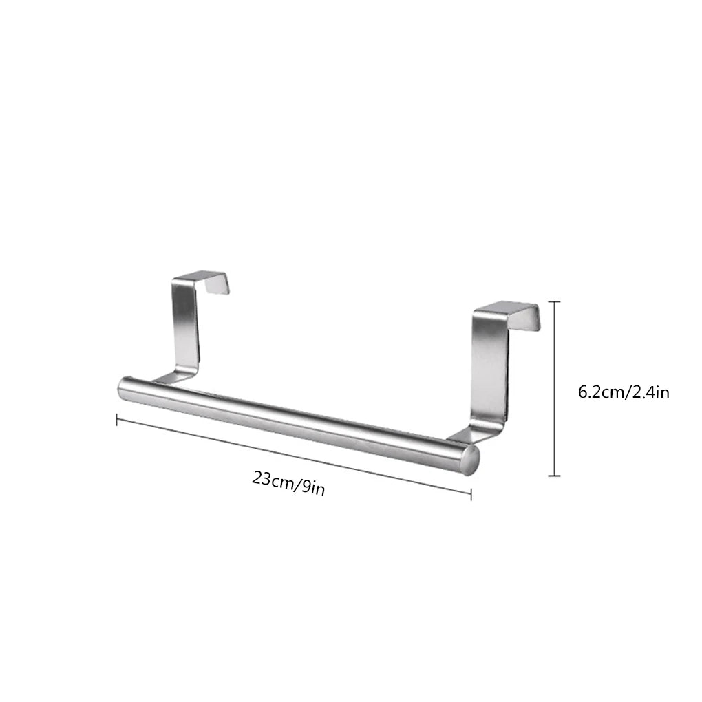 1pc Stainless Steel Towel Rack Bathroom Towel Holder Stand Kitchen Cabinet Door Hanging Organizer Shelf Wall Mounted Towel Bar-usashopcenter.com