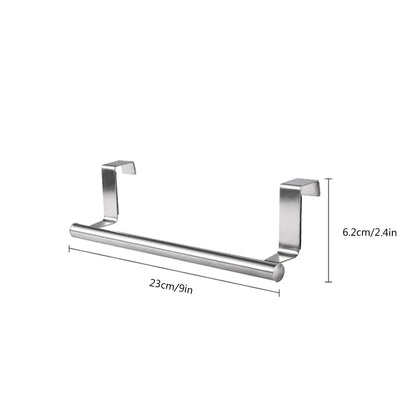 1pc Stainless Steel Towel Rack Bathroom Towel Holder Stand Kitchen Cabinet Door Hanging Organizer Shelf Wall Mounted Towel Bar-usashopcenter.com