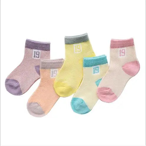 0-3Y 5 Pairs Pack Wholesale newborn infant socks summer digital color matching baby socks