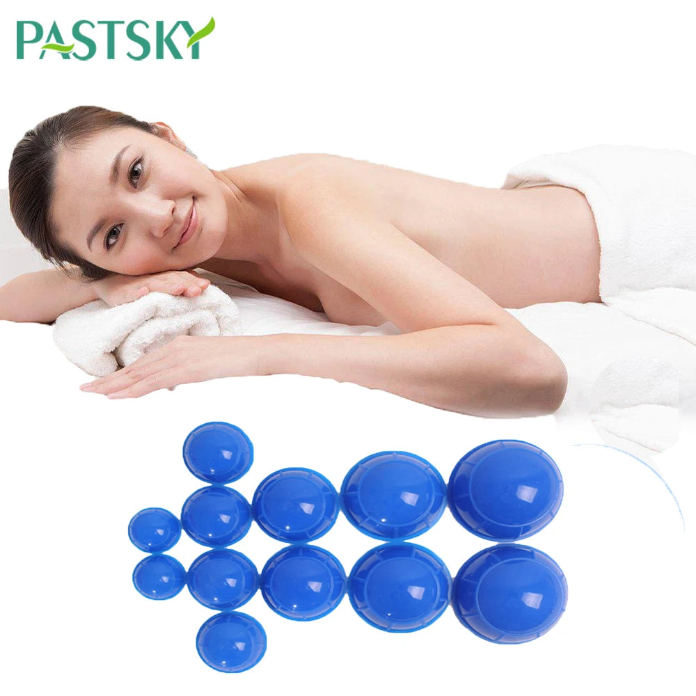 12pcs Silicone Vacuum Cupping Set Massage Acupoint Cans Rubber Full Body Different Size Jar Relaxation