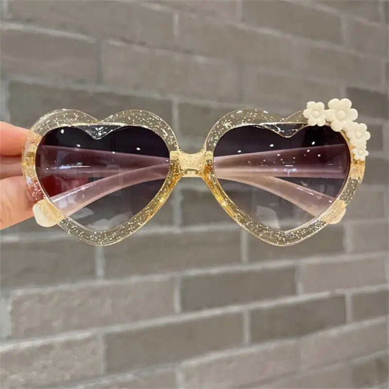 Fashion Heart-Shape Sunglasses for Girls Boys Cute Cartoon Flower Sun Glasses Outdoor Sun Protection Children Lovely Glasses-usashopcenter.com