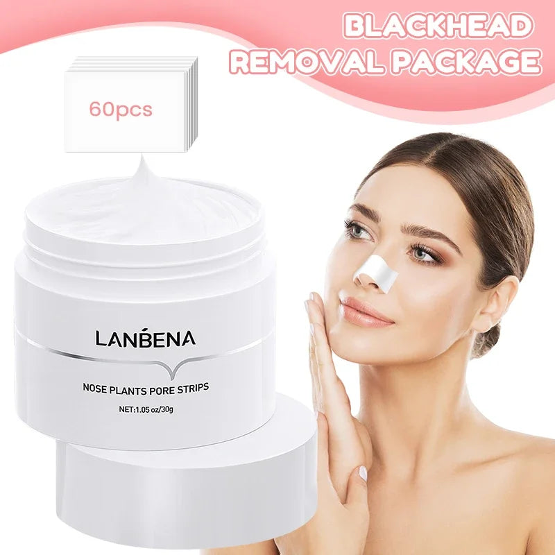 LANBENA Nose Blackhead Remove Mask Nose Strips Remove Blackheads Pores Black Dot Remover Acne Peel Mask Cleaning Patch Skin Care