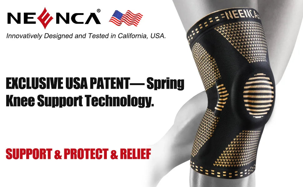 NEENCA Copper Knee Brace Knee Support with Patella Gel Pad &Side Stabilizers for Knee Pain Sport Arthritis ACL Joint Pain Relief