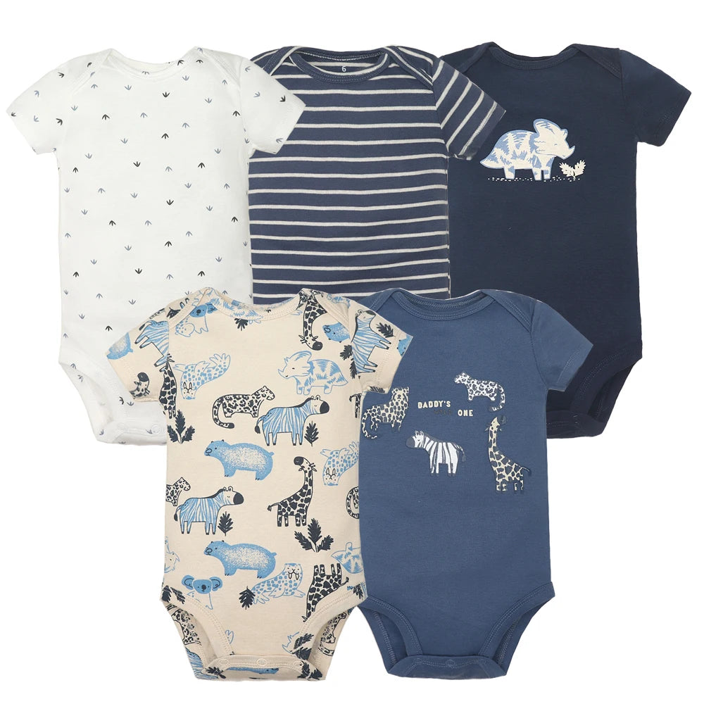 5PCS/Lot Baby Boys Girls Bodysuits 100% Cotton Short Sleeves Kids Clothes 6-24 Month Newborn Baby Clothing bebe Jumpsuit