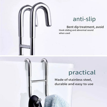 Stainless Steel Over Glass Door Shower Door Back Shower Towel Rack S-Shape Bathroom Bathrobe Hanger Holder Hooks