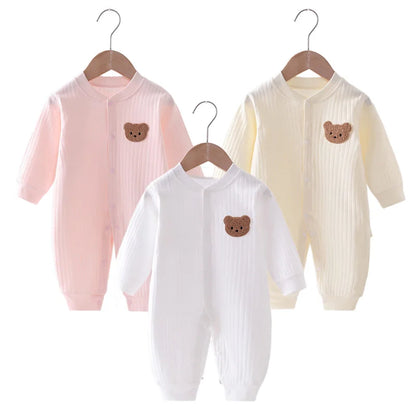 Autumn Baby Romper Solid Color Bear Jumpsuit