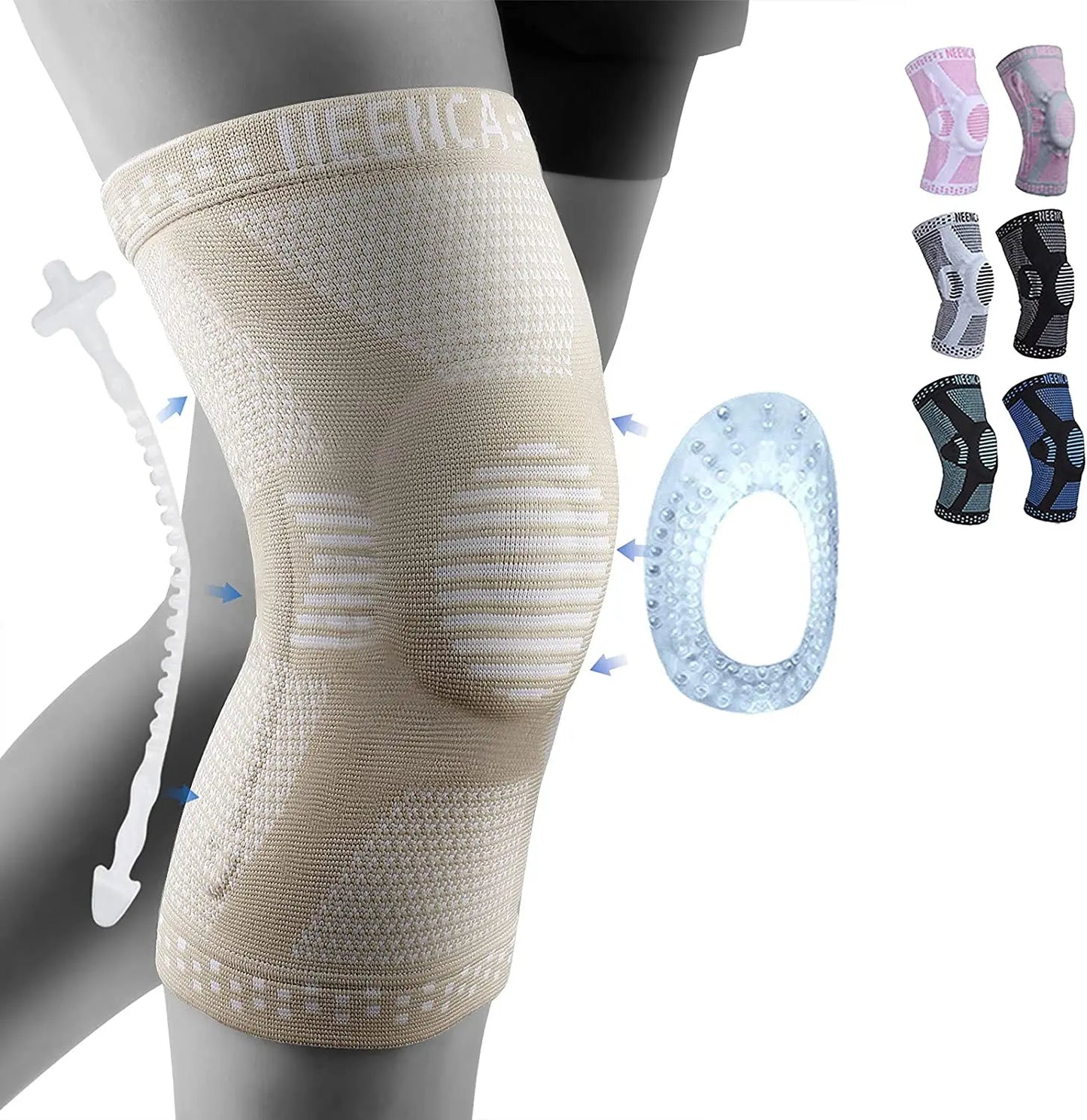 NEENCA Copper Knee Brace Knee Support with Patella Gel Pad &Side Stabilizers for Knee Pain Sport Arthritis ACL Joint Pain Relief