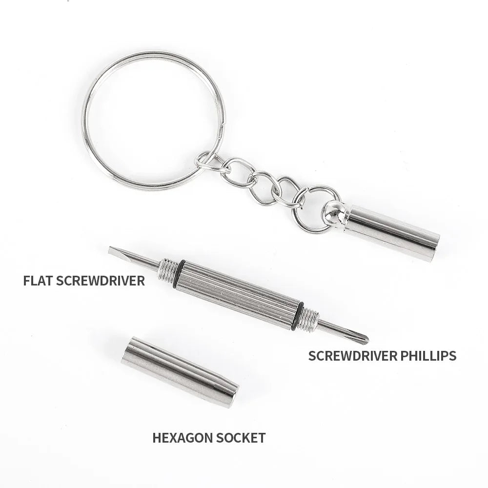 Steel Glasses Screwdriver Eyeglass Screwdriver Watch Repair Kit with Keychain Portable Hand Tools Precision Screwdriver Tools