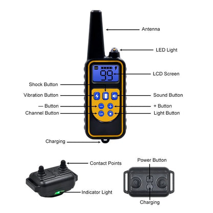 800m Electric Dog Training Collar Waterproof Pet Remote Control Rechargeable training dog collar with Shock Vibration Sound-usashopcenter.com