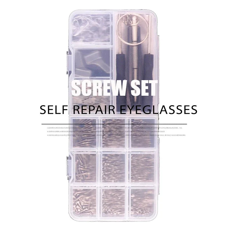 500pc Eyeglasses Sunglasses Repair Kit Tool Glasses Screwdriver Screws Sets Nuts Nose Pad Optical Repair Tool Parts Assorted Kit