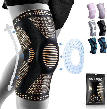 NEENCA Copper Knee Brace Knee Support with Patella Gel Pad &Side Stabilizers for Knee Pain Sport Arthritis ACL Joint Pain Relief