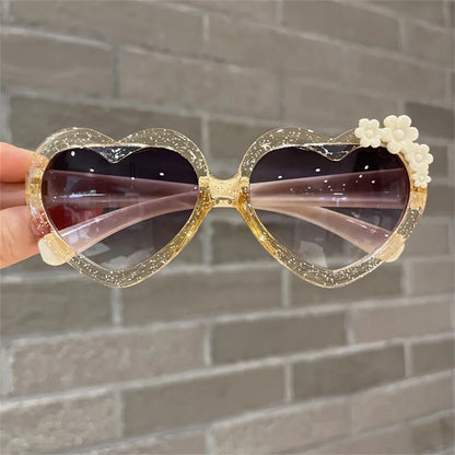 Fashion Heart-Shape Sunglasses for Girls Boys Cute Cartoon Flower Sun Glasses Outdoor Sun Protection Children Lovely Glasses-usashopcenter.com