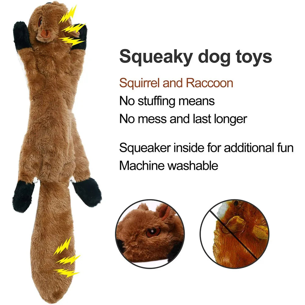 Funny Simulated Animal No Stuffing Dog Toy with Squeakers Durable Stuffingless Plush Squeaky Dog Chew Toy Crinkle Pet Squeak Toy-usashopcenter.com