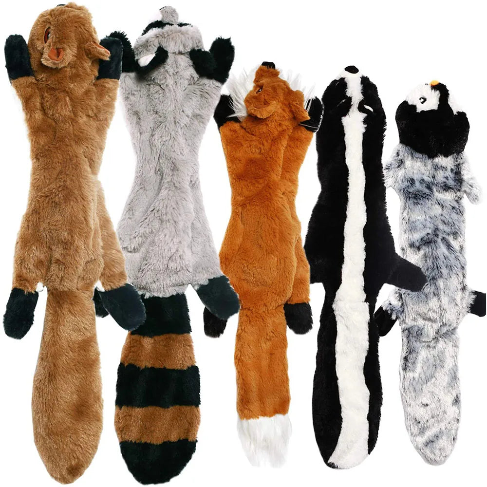 Funny Simulated Animal No Stuffing Dog Toy with Squeakers Durable Stuffingless Plush Squeaky Dog Chew Toy Crinkle Pet Squeak Toy-usashopcenter.com