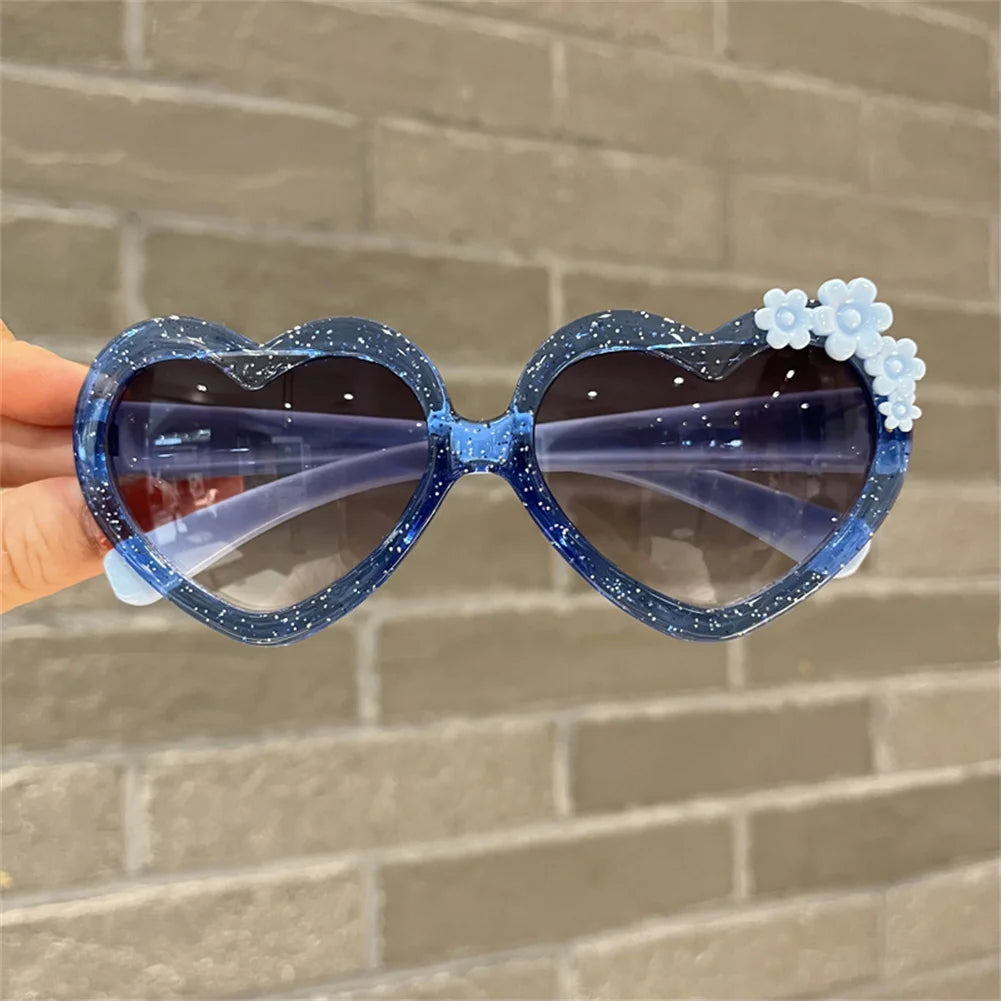 Fashion Heart-Shape Sunglasses for Girls Boys Cute Cartoon Flower Sun Glasses Outdoor Sun Protection Children Lovely Glasses-usashopcenter.com