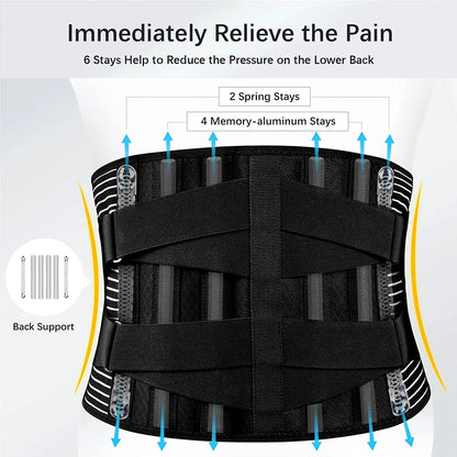 Back Brace for Lower Back Pain,Lumbar Support for Heavy Lifting Men Women,Breathable Waist Support Relief Sciatica,Herniated Dis