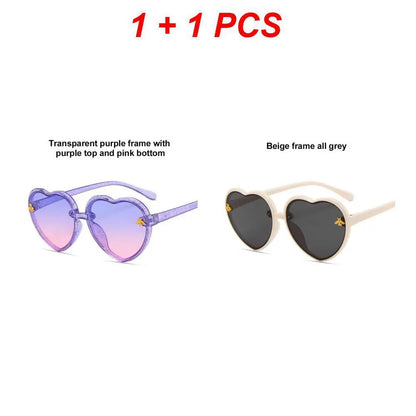 Fashion Heart-Shape Sunglasses for Girls Boys Cute Cartoon Flower Sun Glasses Outdoor Sun Protection Children Lovely Glasses-usashopcenter.com