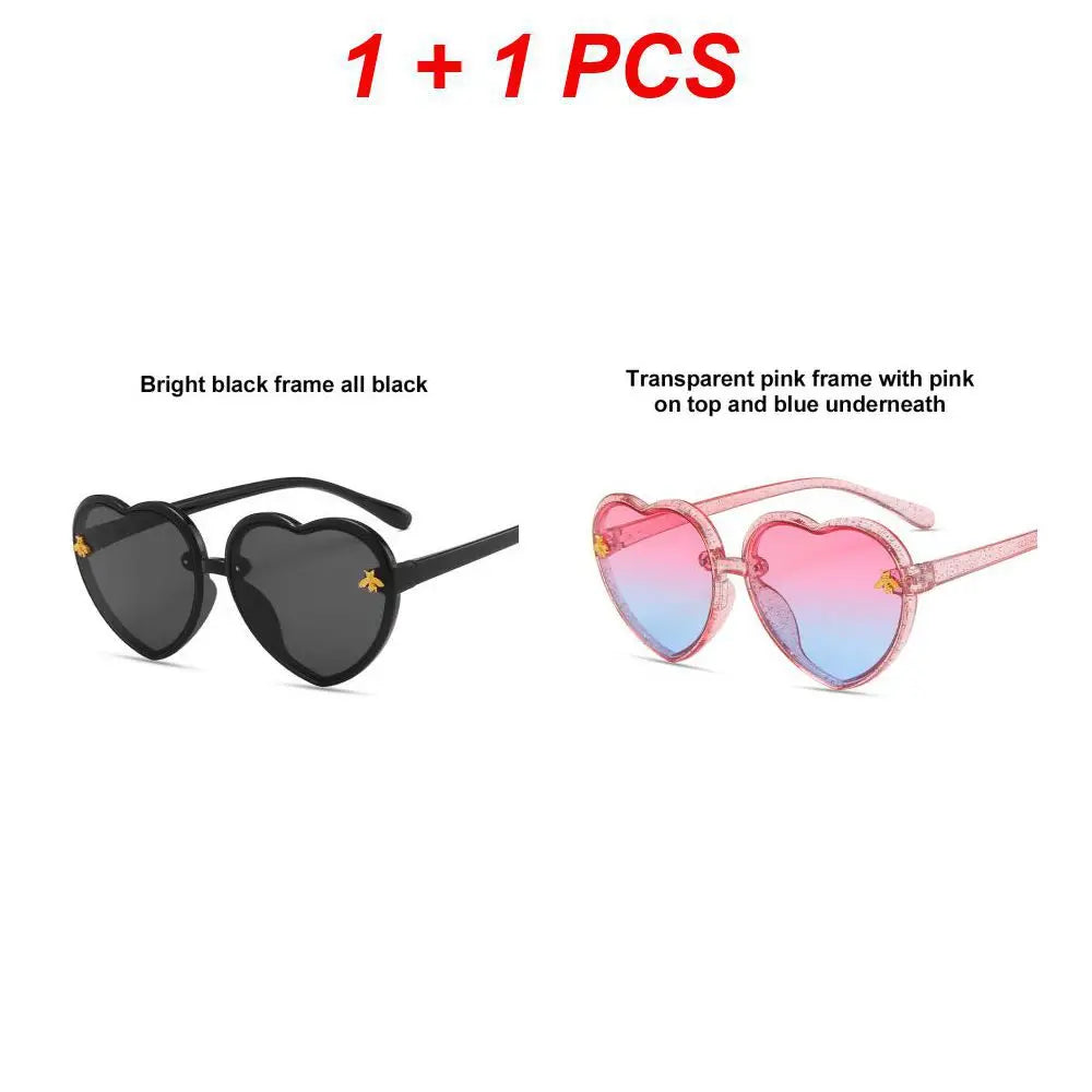 Fashion Heart-Shape Sunglasses for Girls Boys Cute Cartoon Flower Sun Glasses Outdoor Sun Protection Children Lovely Glasses-usashopcenter.com