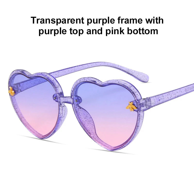 Fashion Heart-Shape Sunglasses for Girls Boys Cute Cartoon Flower Sun Glasses Outdoor Sun Protection Children Lovely Glasses-usashopcenter.com