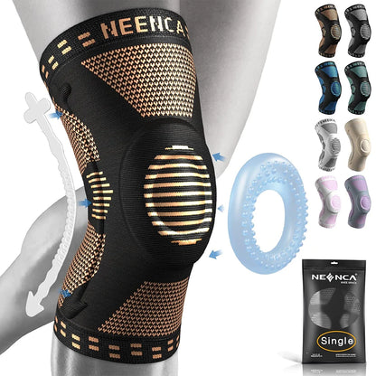 NEENCA Copper Knee Brace Knee Support with Patella Gel Pad &Side Stabilizers for Knee Pain Sport Arthritis ACL Joint Pain Relief