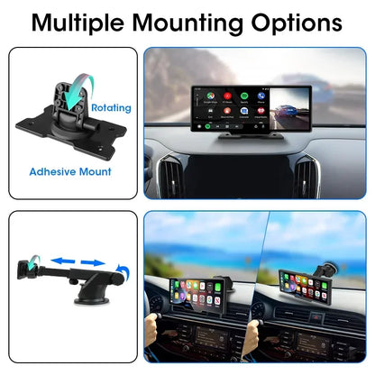 10.26" Dash Cam 4K Car Mirror Video Player Wireless Carplay Android Auto Car Monitor Multimedia GPS Rearview Camera Dashboard