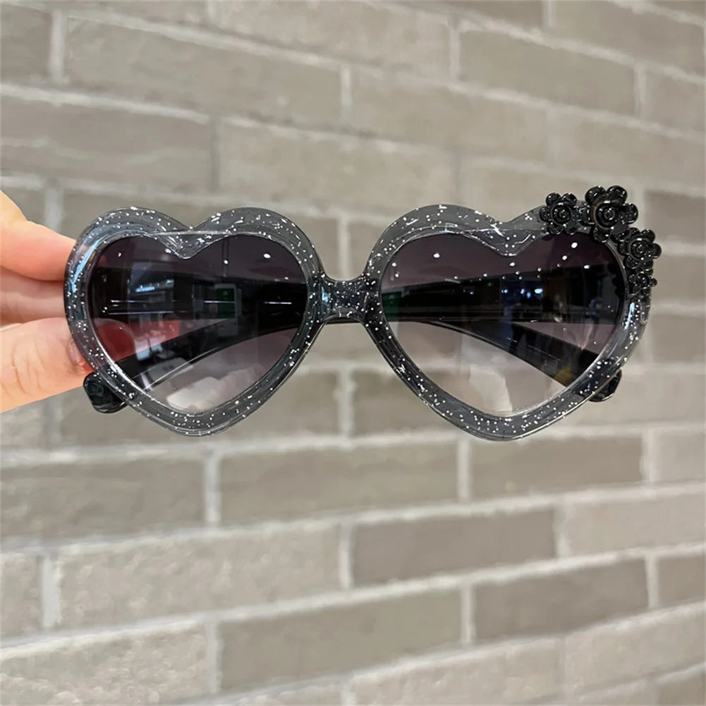 Fashion Heart-Shape Sunglasses for Girls Boys Cute Cartoon Flower Sun Glasses Outdoor Sun Protection Children Lovely Glasses-usashopcenter.com