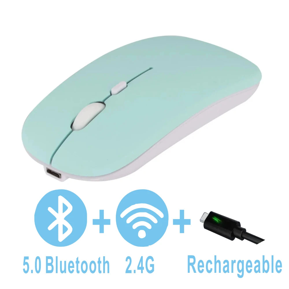 Rechargeable Bluetooth Mouse Wireless Dual Mode 5.2  Silent Computer  gaming  Ergonomic Mouse 2.4 USB for PC Laptops