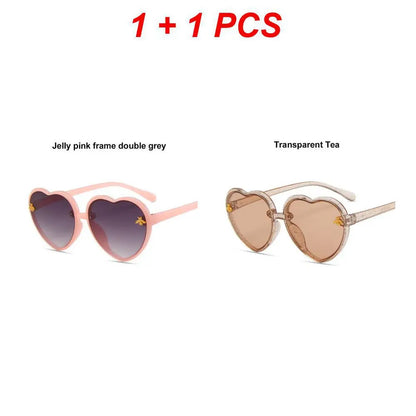 Fashion Heart-Shape Sunglasses for Girls Boys Cute Cartoon Flower Sun Glasses Outdoor Sun Protection Children Lovely Glasses-usashopcenter.com