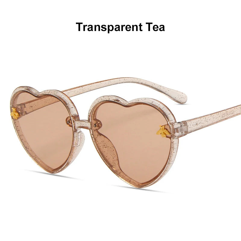 Fashion Heart-Shape Sunglasses for Girls Boys Cute Cartoon Flower Sun Glasses Outdoor Sun Protection Children Lovely Glasses-usashopcenter.com