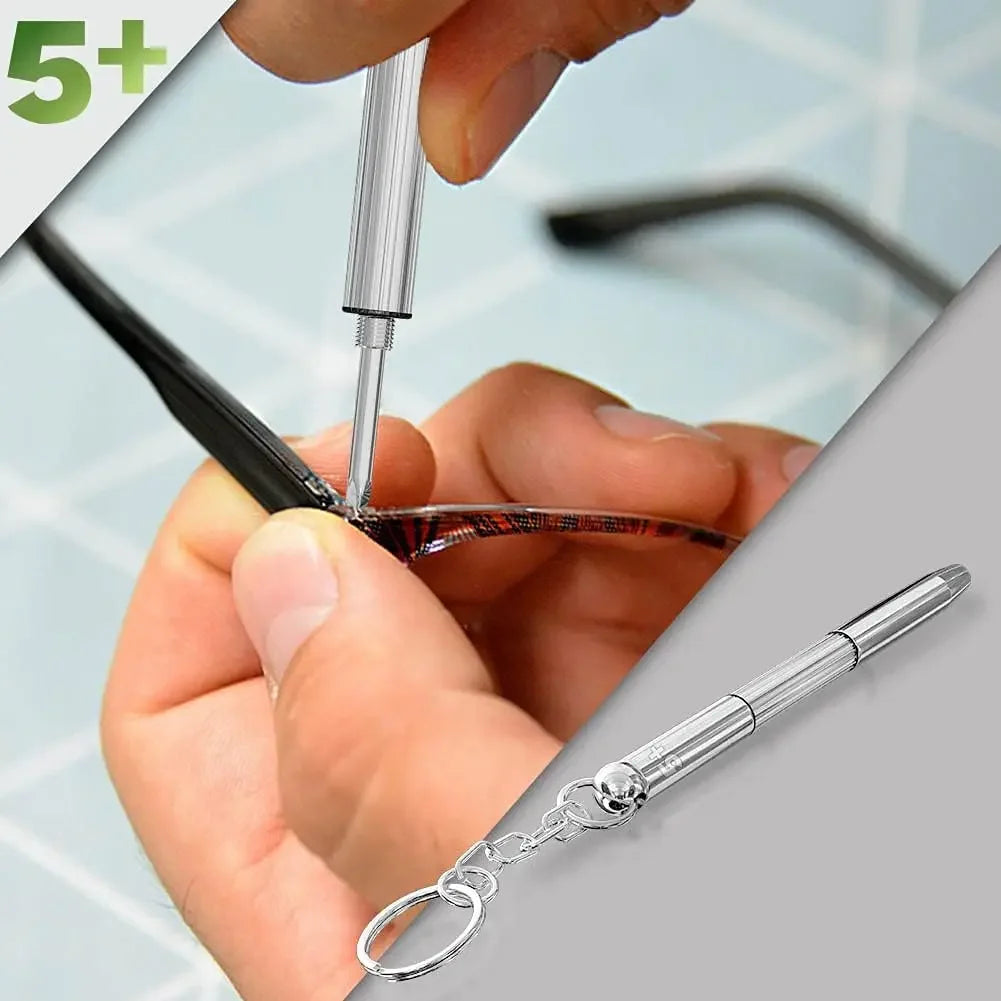 Steel Glasses Screwdriver Eyeglass Screwdriver Watch Repair Kit with Keychain Portable Hand Tools Precision Screwdriver Tools