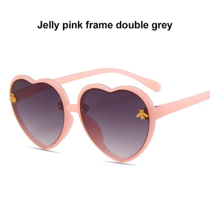 Fashion Heart-Shape Sunglasses for Girls Boys Cute Cartoon Flower Sun Glasses Outdoor Sun Protection Children Lovely Glasses-usashopcenter.com