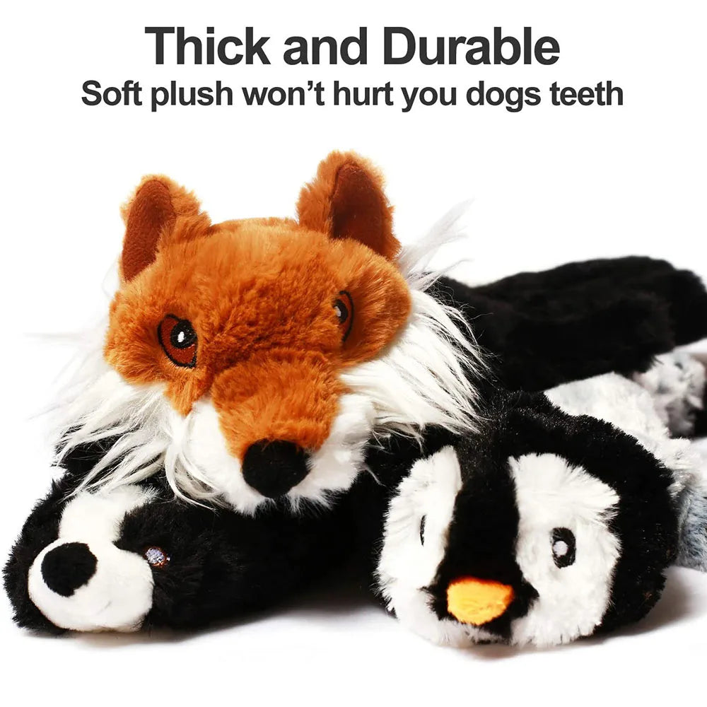 Funny Simulated Animal No Stuffing Dog Toy with Squeakers Durable Stuffingless Plush Squeaky Dog Chew Toy Crinkle Pet Squeak Toy-usashopcenter.com