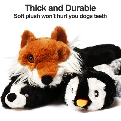 Funny Simulated Animal No Stuffing Dog Toy with Squeakers Durable Stuffingless Plush Squeaky Dog Chew Toy Crinkle Pet Squeak Toy-usashopcenter.com