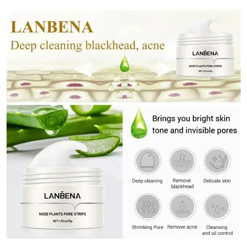 LANBENA Nose Blackhead Remove Mask Nose Strips Remove Blackheads Pores Black Dot Remover Acne Peel Mask Cleaning Patch Skin Care