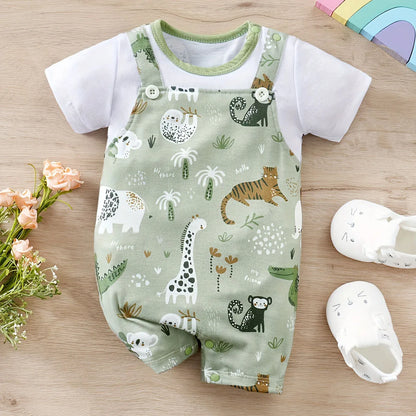 Newborn Baby Faux Two-Piece Bodysuit