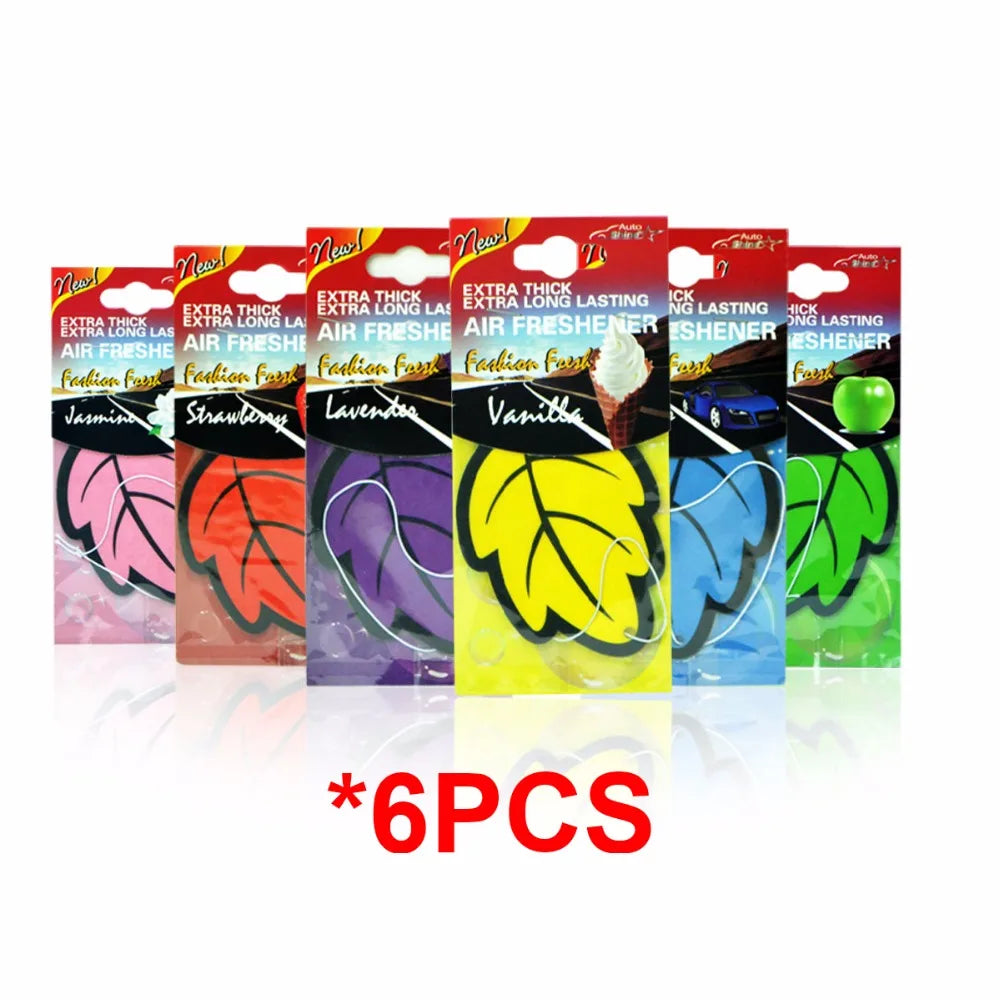 6PCS/3PCScar accessories interior Car Air Freshener Natural scented tea paper Auto Hanging Vanilla perfume fragrance Leaf Shape-usashopcenter.com