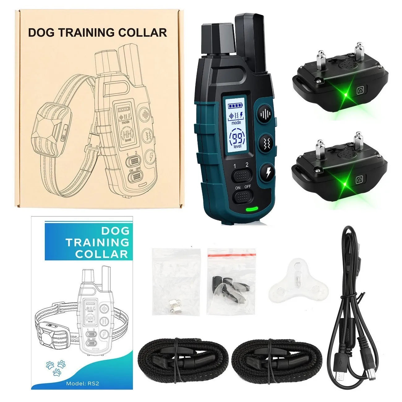 1000M Remote Pet Dog Training Collar IP67 Waterproof Shock Vibration Rechargeable Collar Pet Trainer Anti Bark Stop For 2 Dogs