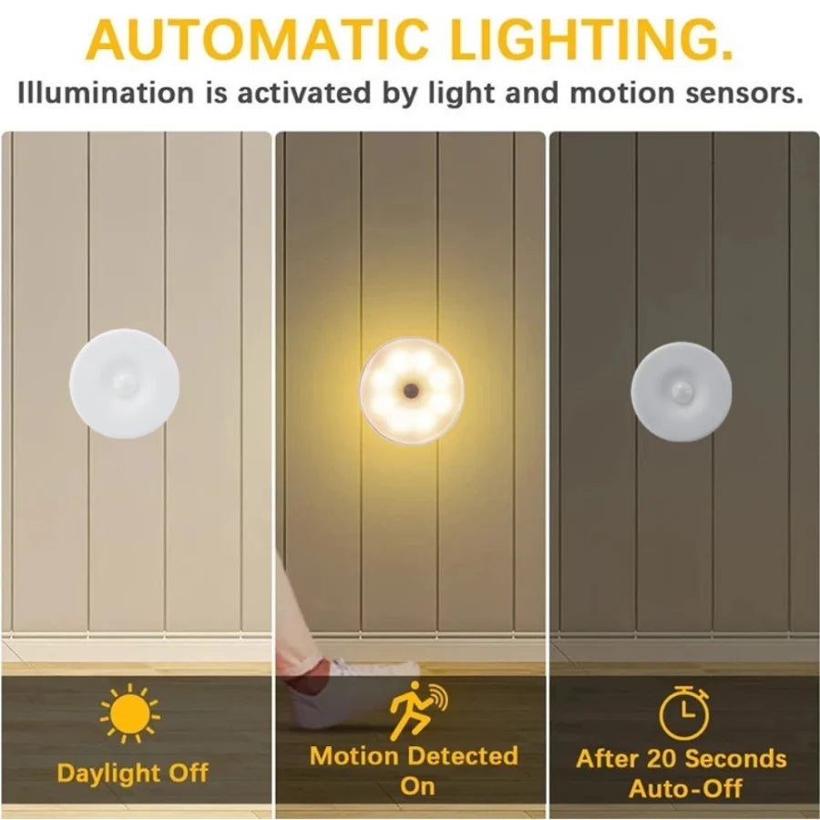 Motion Sensor Light Led USB NightLights Rechargeable Lamp for Bedroom Staircase Hallway Wardrobe Cupboard Lighting-usashopcenter.com