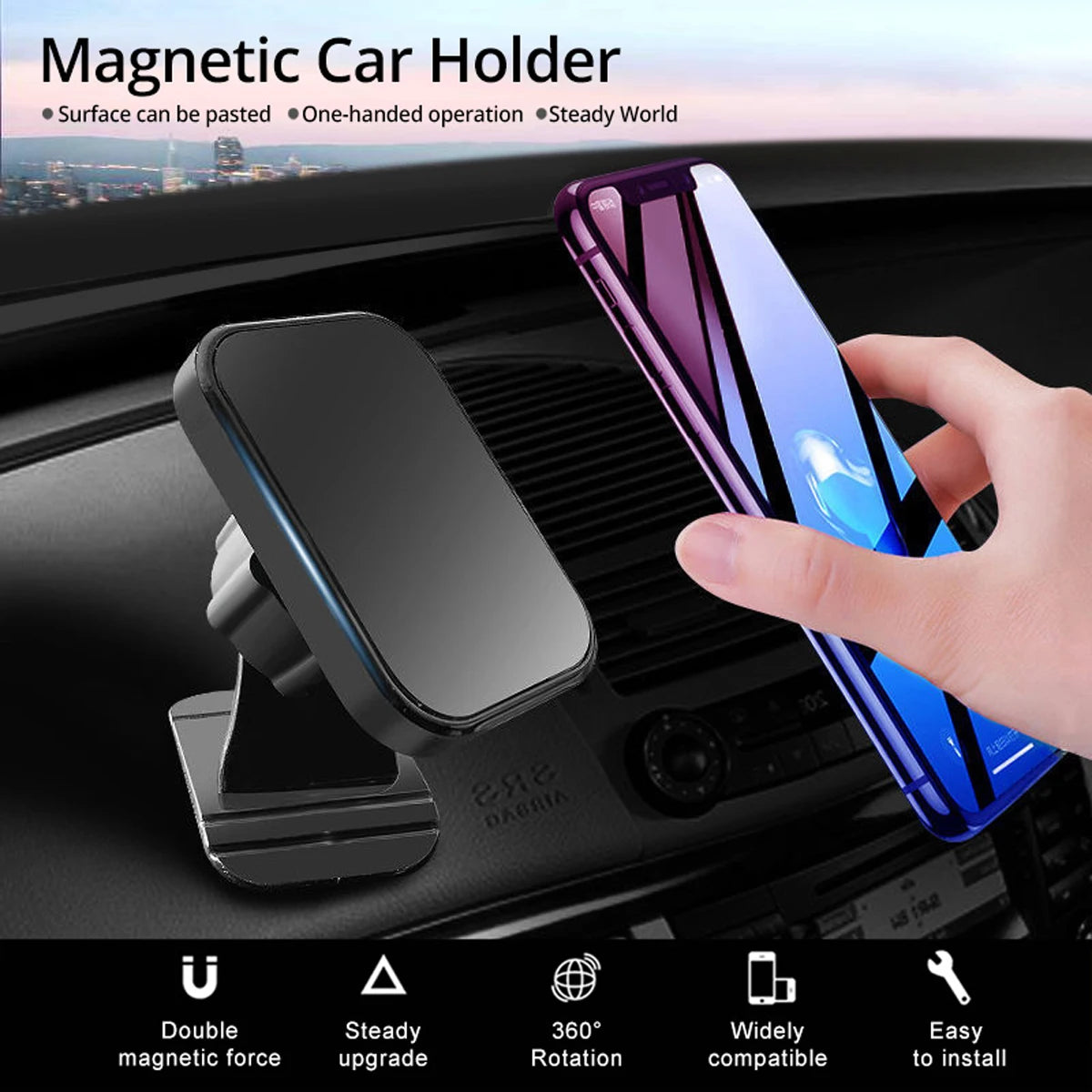 Magnetic Car Phone Holder Stand 360 Degree Mobile Cell Air Vent Magnet Mount GPS Support For iPhone Xiaomi Samsung Huawei