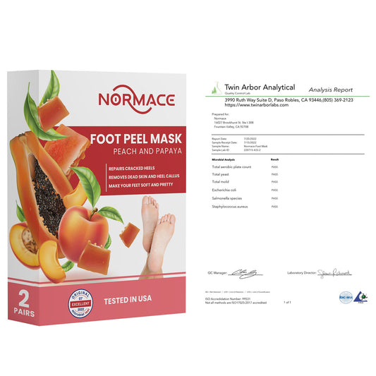 Foot Peel Mask with Peach and Papaya by Normace- 2 Pairs Exfoliating Foot Mask Microbial Tested for Dry, Cracked Feet, Callus & removing dead dry skin for soft baby feet.-usashopcenter.com