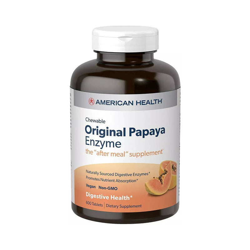 American Health Chewable Vegan Original Digestive Papaya Enzyme 600 Tablets