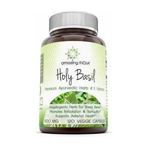 Amazing India Holy Basil Dietary Supplement - 500mg 120 Veggie Caps (Non-GMO)