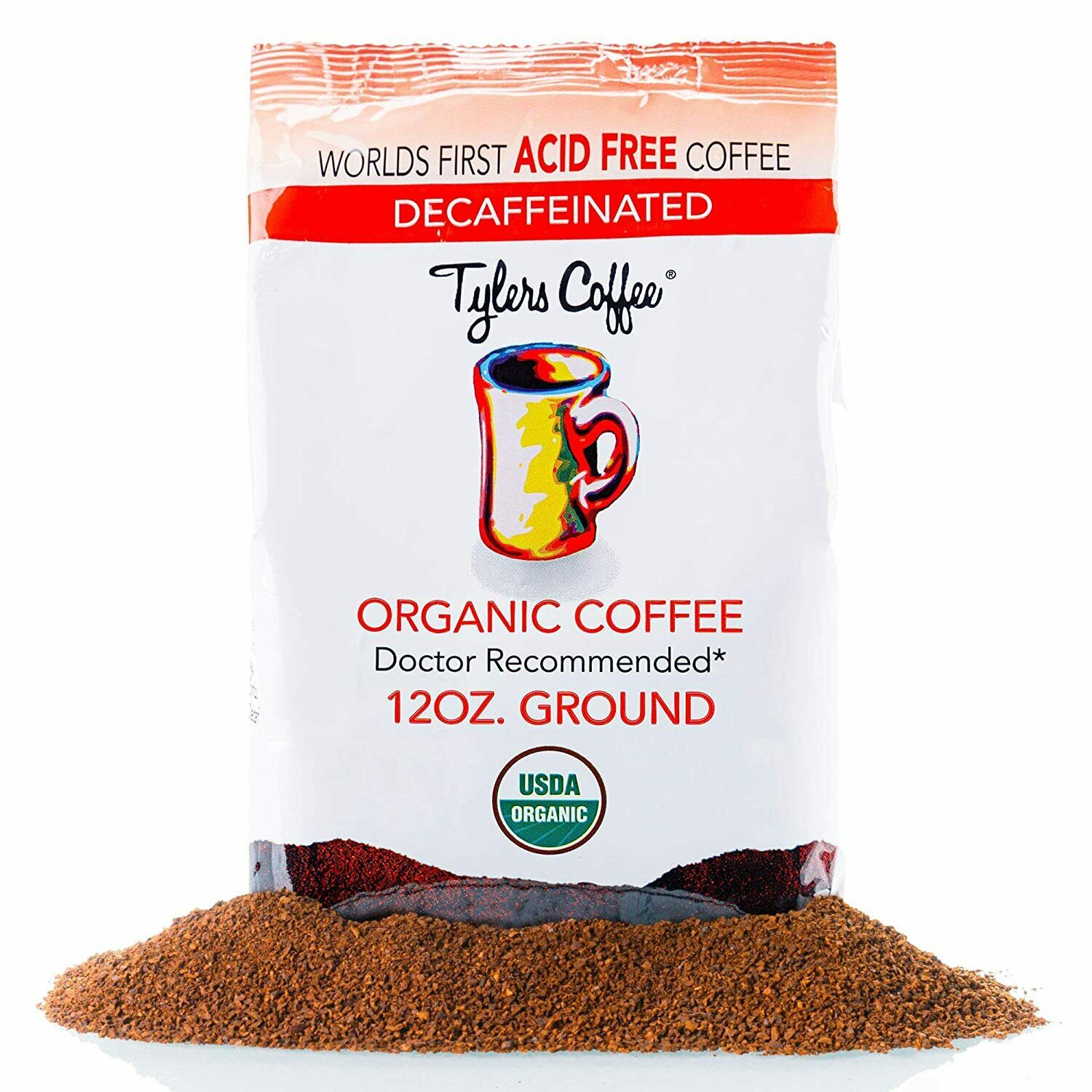 Tyler’s No Acid Organic Ground Coffee - 100% Arabica Full Flavor Decaf -Neutral - USA Shop Center