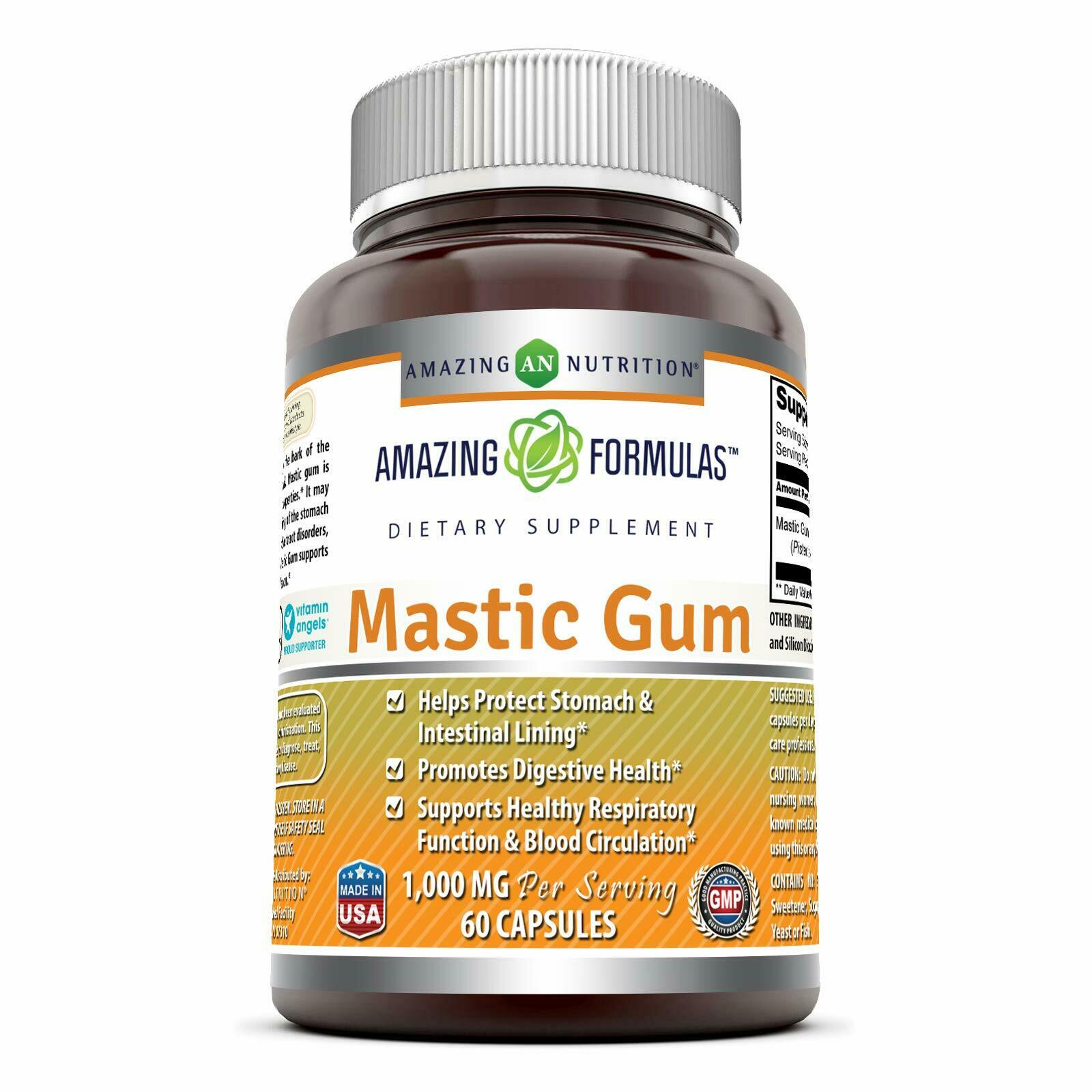 Amazing Formulas Mastic Gum 1000mg Per Serving 60 Capsules -(Non GMO, Gluten) - USA Shop Center